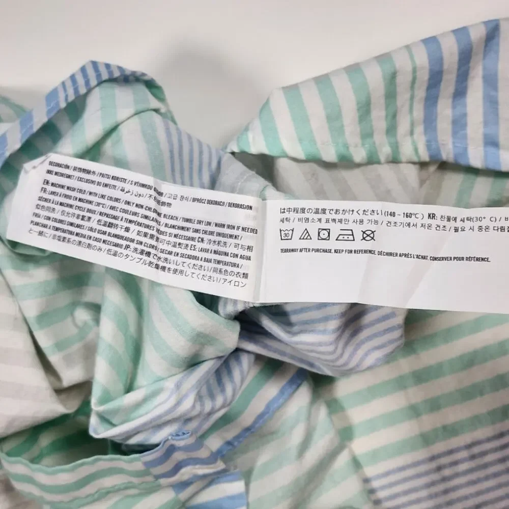 Hollister Patchwork Stripe Button Shirt L Blue Green‎ Casual Preppy